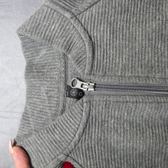 Gaiam Womens Small Heather Gray Ribbed Full Zip Bomber Track Jacket Mock Neck - Picture 9 of 9